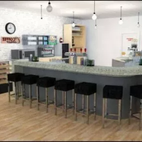 Coffee Shop With Bar Space 3d model