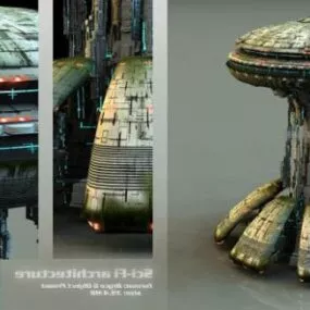 Scifi Station Architecture Building 3d model