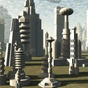 Scifi Building Exterior Scene 3d model