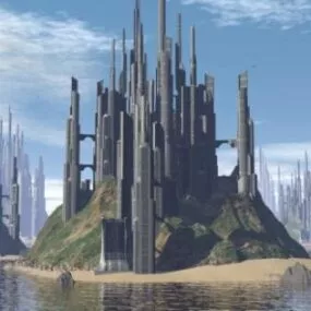 Futuristic Tropical City Building 3d model