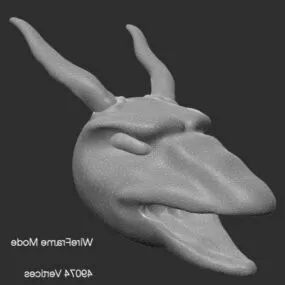 Basic Dragon Head With Horn 3d model