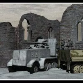 Military Truck Sdkfz9 Flakwaggen 3d model