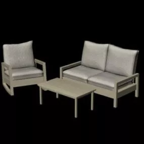 Set Of Simple Sofa With Table 3d model