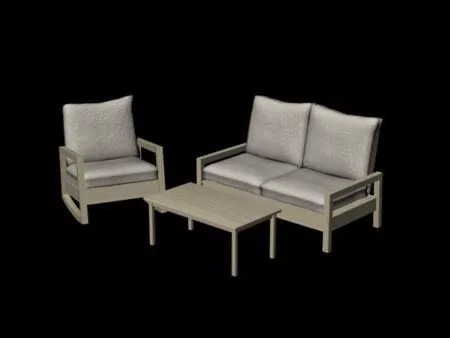 Living Room Curved Couch, Armchair And Coffee Table Free 3d Model ...