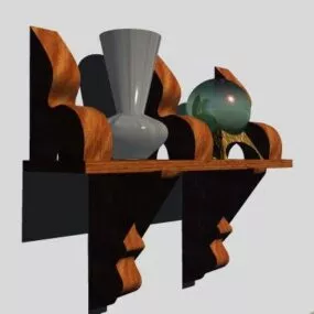 Shelf With Decoration 3d model
