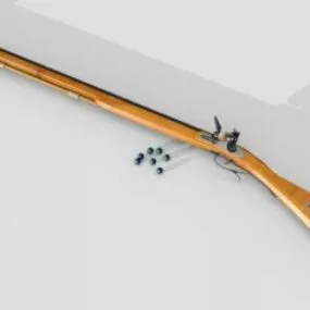 Vintage Wooden Rifle Gun 3d model