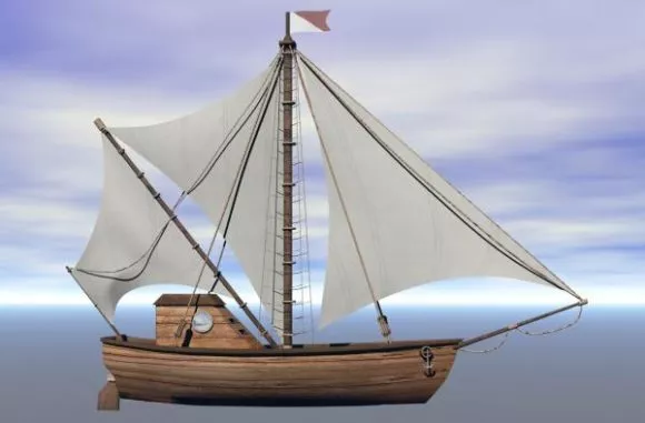 Wood Ship With Sail 3d model Wood Ship With Sail 3d model