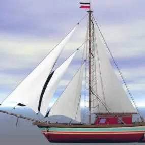 Small Sailing Ship Wooden Material 3d model