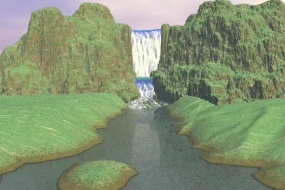 Realistic Waterfall Landscape 3d model