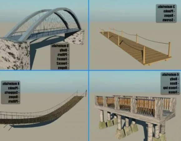 Wooden Bridge In Forest 3d model