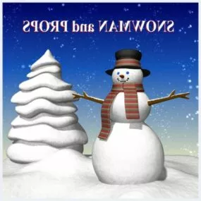 Snowman And Snowtree 3d model