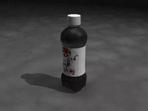 Old Wine Bottle With Label 3d model