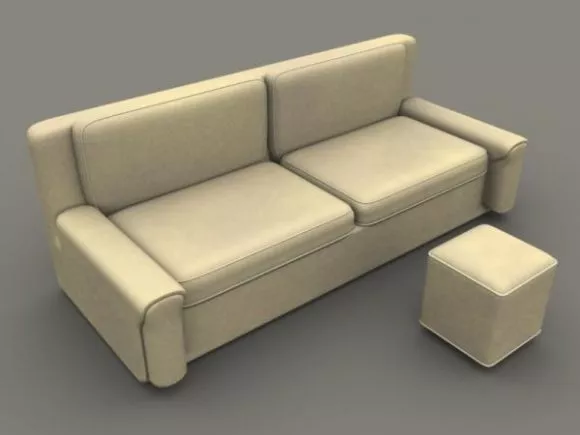 Rattan Sofa Frame With Upholstered 3d model