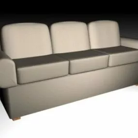Sofa Beige Leather Upholstered 3d model