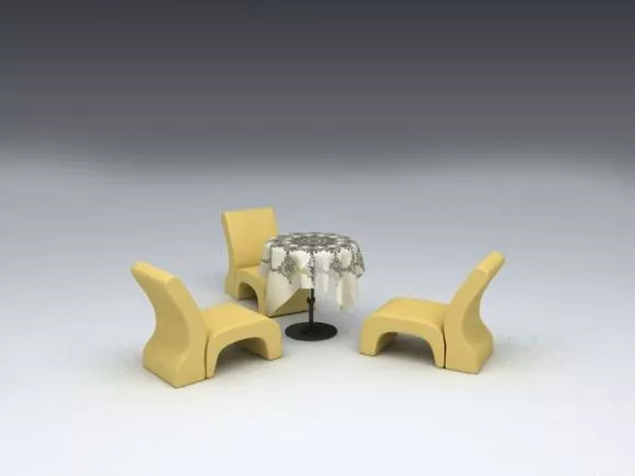 Table Chair And Tableware Decorative 3d model