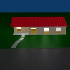 Simple Red Tiles Roof House 3d model
