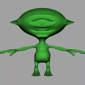 Green Alien Cartoon Character 3d model