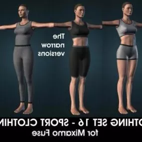 Girl Character With Sport Clothing Set 3d model