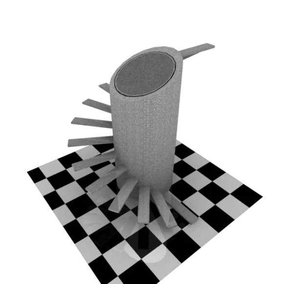Temporary Wooden Stair With Scaffold System 3d model