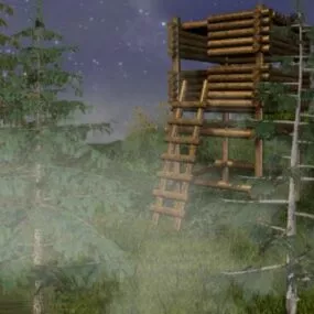 Stand Wood Staircase 3d model