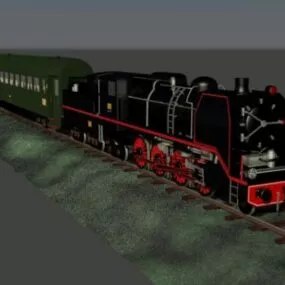 19th Century Steam Train Locomotive 3d model