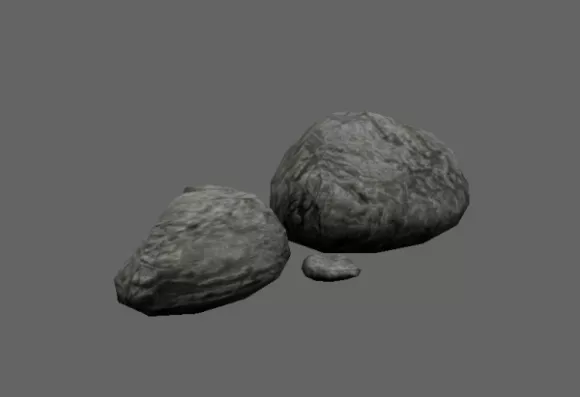Low Poly Rock On Grass 3d model