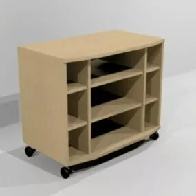 Tv Table Shelf With Wheels 3d model