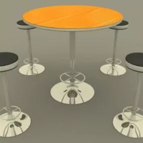 Round Coffee Table And Stools 3d model