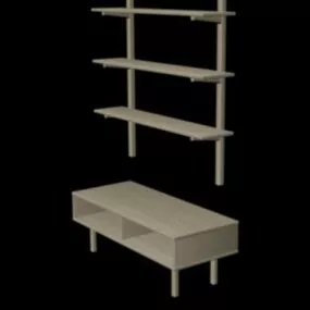 Table Tv With Shelves 3d model