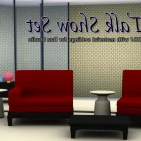 Talk Show Furniture With Chair Lamp 3d model