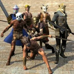 Ten Man Character With Weapon 3d model