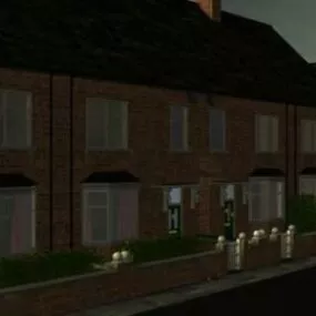 Wooden Terraced House With Garden 3d model