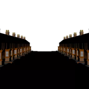 Terraced With Plant On Street 3d model