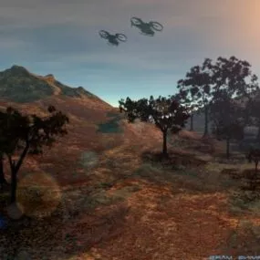 Mars Landscape With Drone 3d model