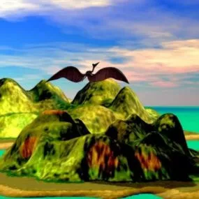 Gaming Cartoon Sea Mountain Terrain 3d model