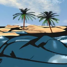 Sea Island Tropical Terrain Pack 3d model