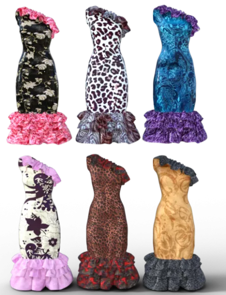 Fashion Colorful Dress For Party 3d model Fashion Colorful Dress For Party 3d model