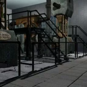 Abandoned Rustic Factory Building 3d model
