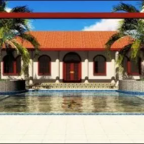 Clay Roof Cottage House 3d model