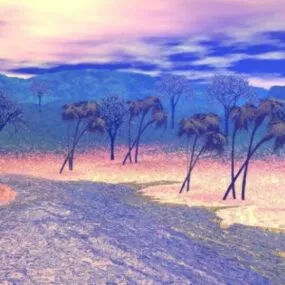 Morning Of Winter Landscape 3d model