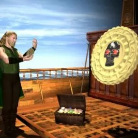 The Pirate Character With Treasure Chest 3d model