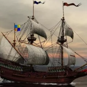 Medieval Big Sailing Ship 3d model