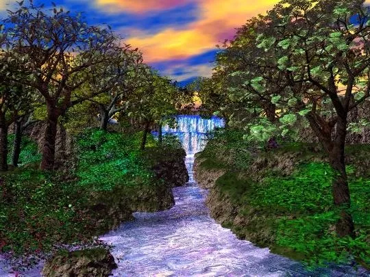 The Trail Landscape With Waterfall 3d model The Trail Landscape With Waterfall 3d model