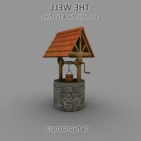 The Stone Well With Roof Cover 3d model