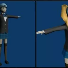 Cartoon Manga Girl Character 3d model