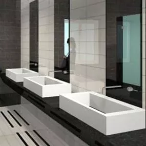 Toilet Wash Basin And Counter 3d model