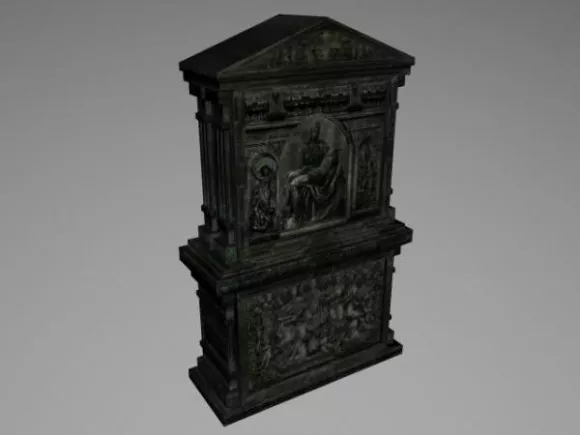 Stone Grave With Fence 3d model