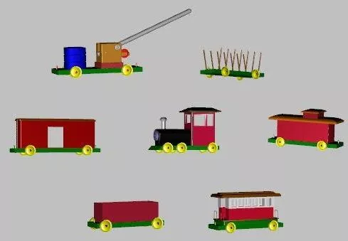 Steam Train With Railway 3d model
