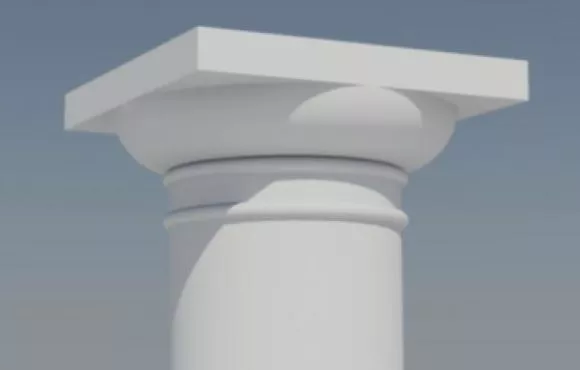 European Classic Column With Wall Head 3d model