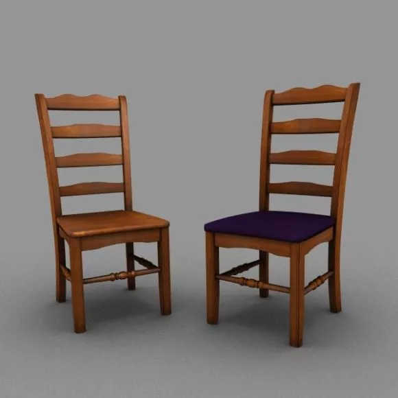 Elegant Single Chair Curved Back 3d model